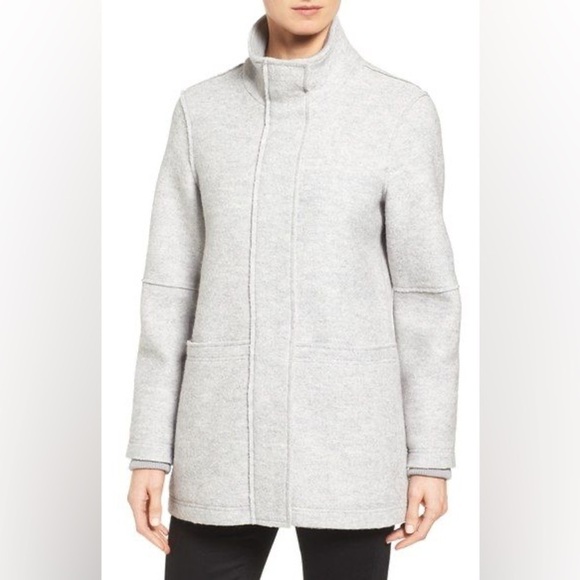 HALOGEN Wool Viscose Blend Black Zip/Snap Closure Stand Up Collar Coat Size 2XL - Picture 3 of 11